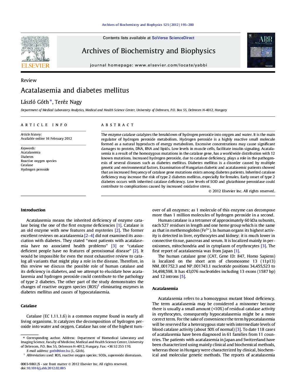 Acatalasemia and diabetes mellitus