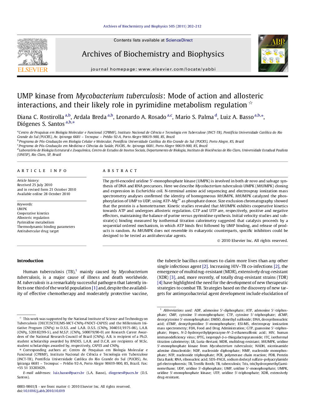 UMP kinase from Mycobacterium tuberculosis: Mode of action and allosteric interactions, and their likely role in pyrimidine metabolism regulation