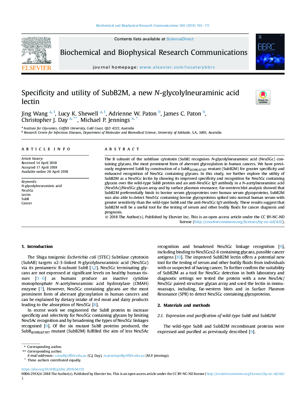 Specificity and utility of SubB2M, a new N-glycolylneuraminic acid lectin