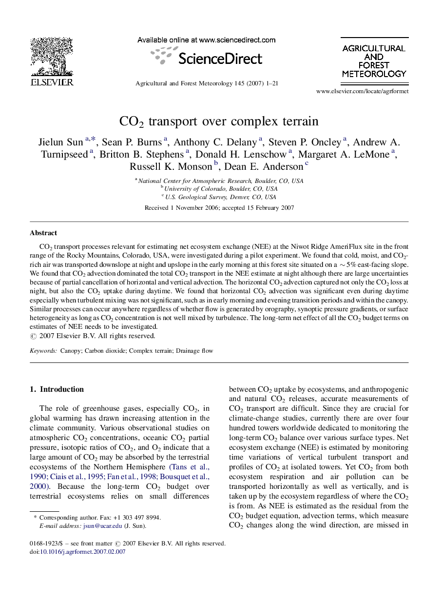 CO2 transport over complex terrain