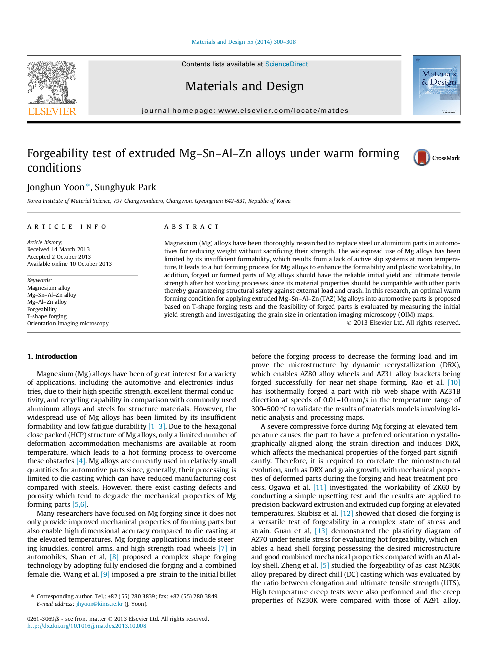 Forgeability test of extruded Mg–Sn–Al–Zn alloys under warm forming conditions