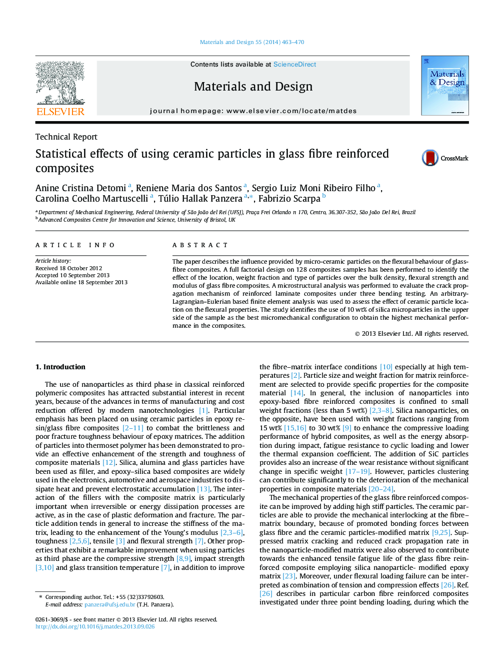 Statistical effects of using ceramic particles in glass fibre reinforced composites