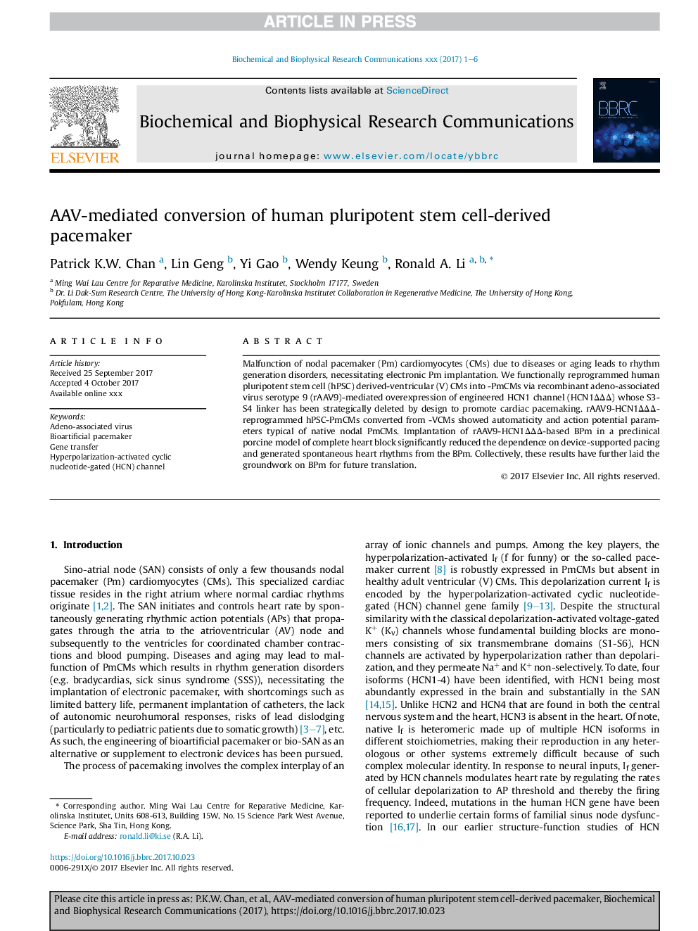 AAV-mediated conversion of human pluripotent stem cell-derived pacemaker