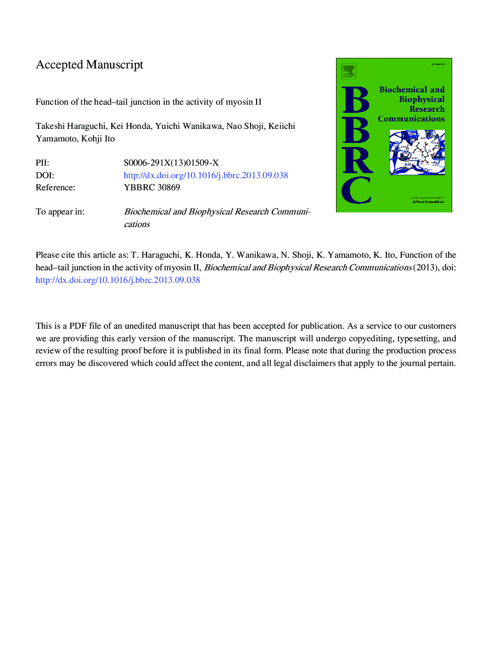 Function of the head-tail junction in the activity of myosin II