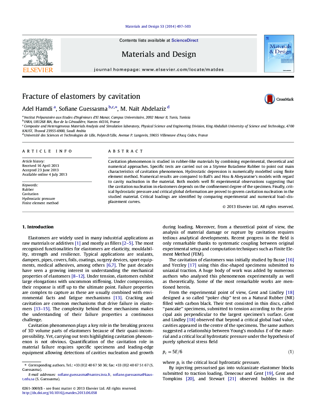 Fracture of elastomers by cavitation