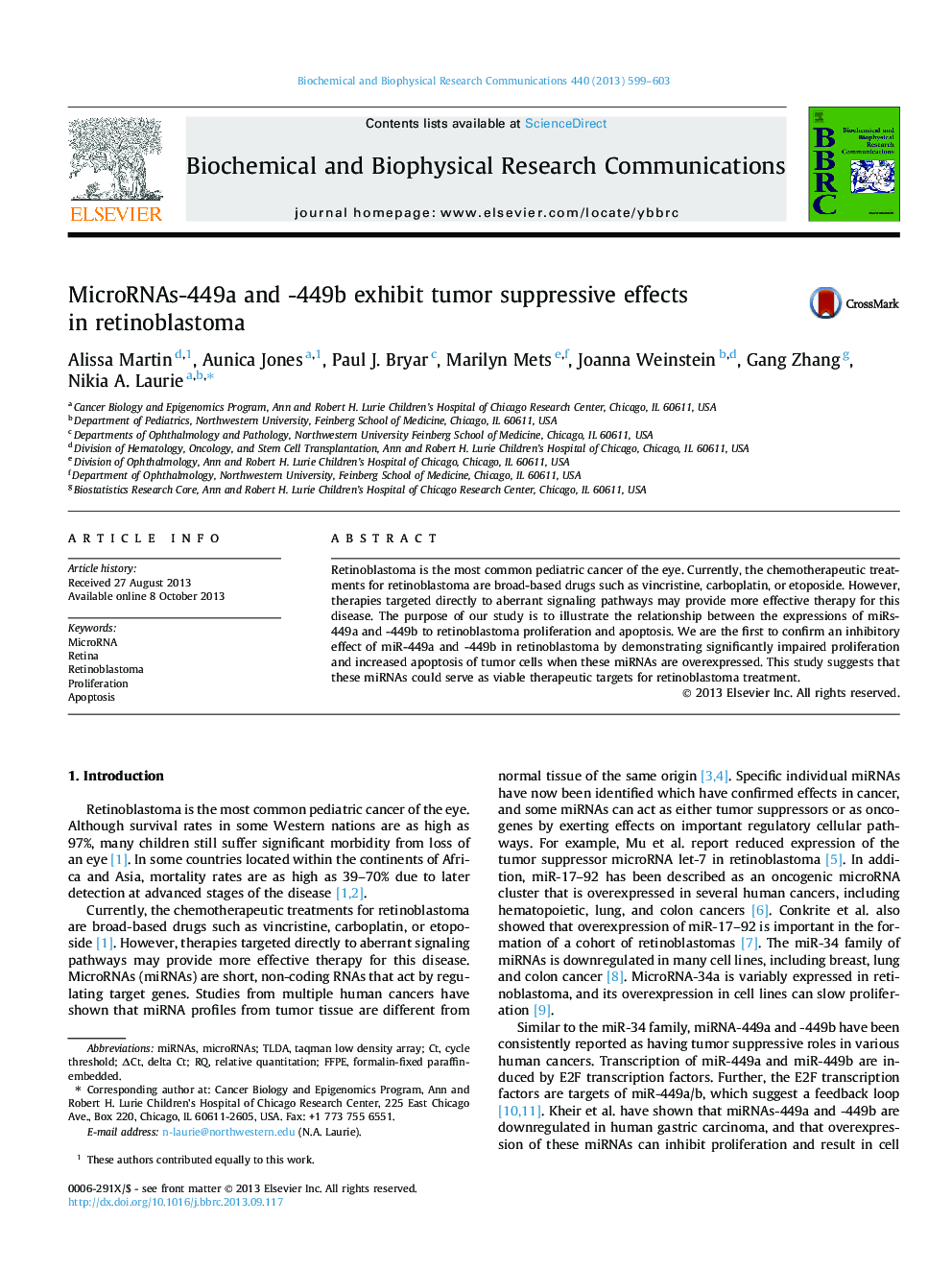 MicroRNAs-449a and -449b exhibit tumor suppressive effects in retinoblastoma