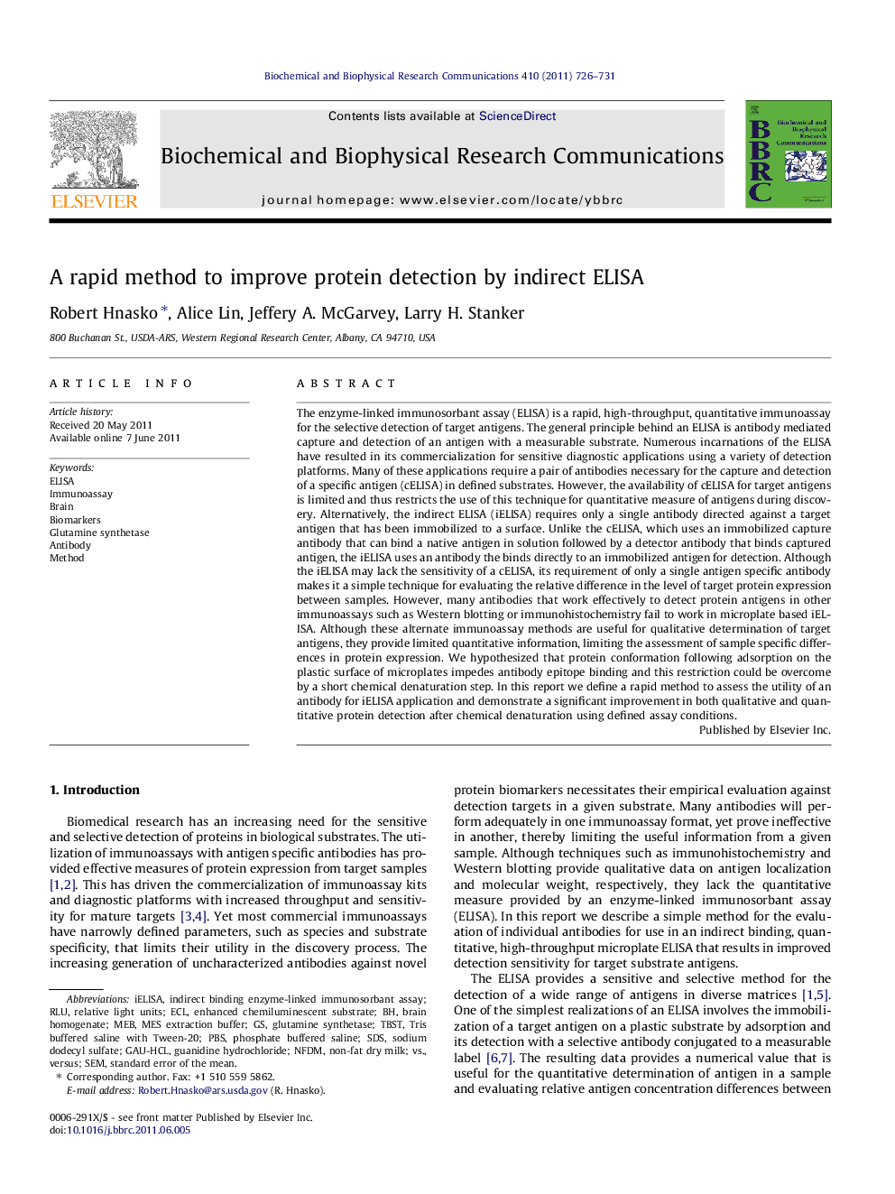 A rapid method to improve protein detection by indirect ELISA