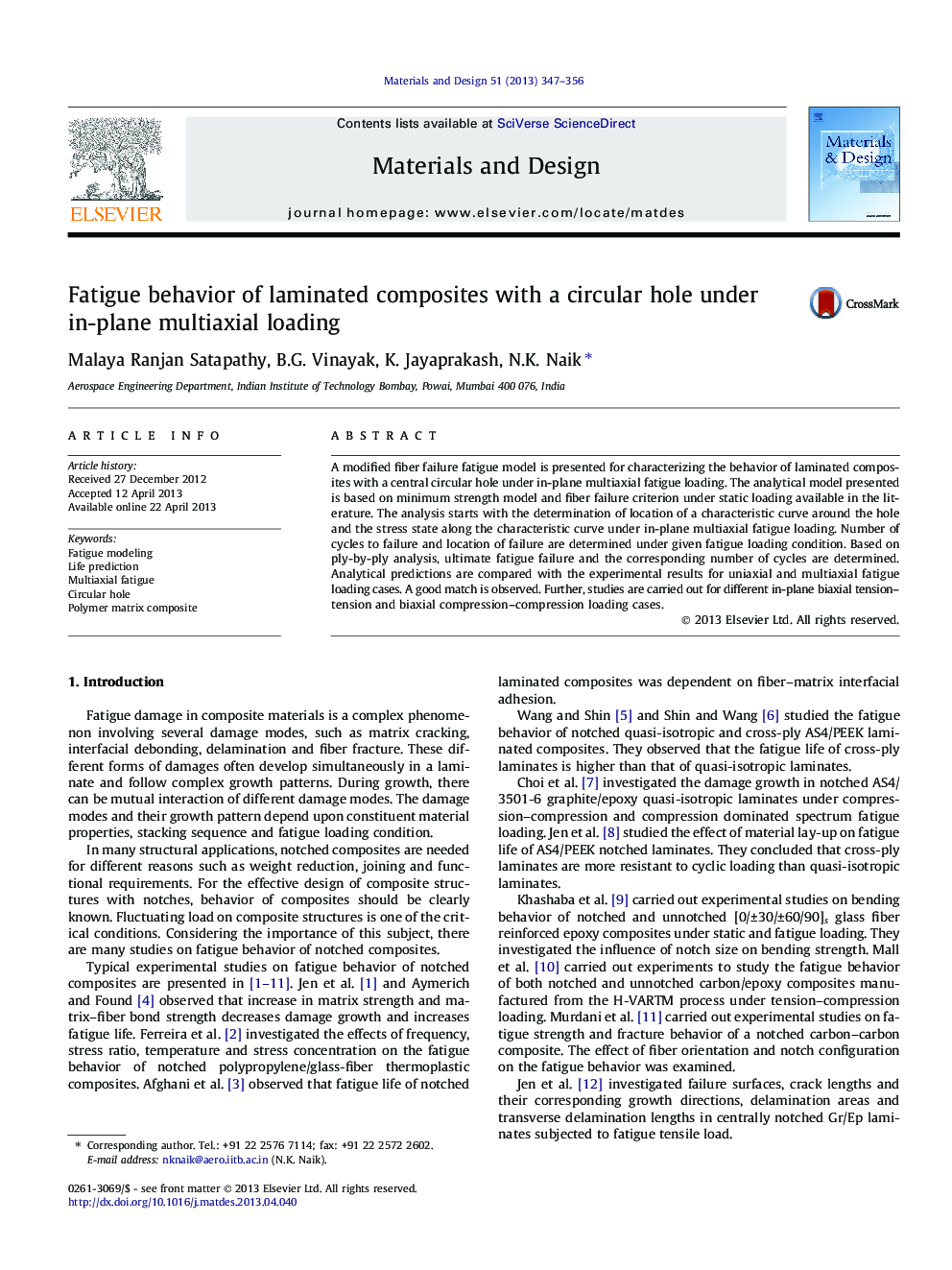 Fatigue behavior of laminated composites with a circular hole under in-plane multiaxial loading