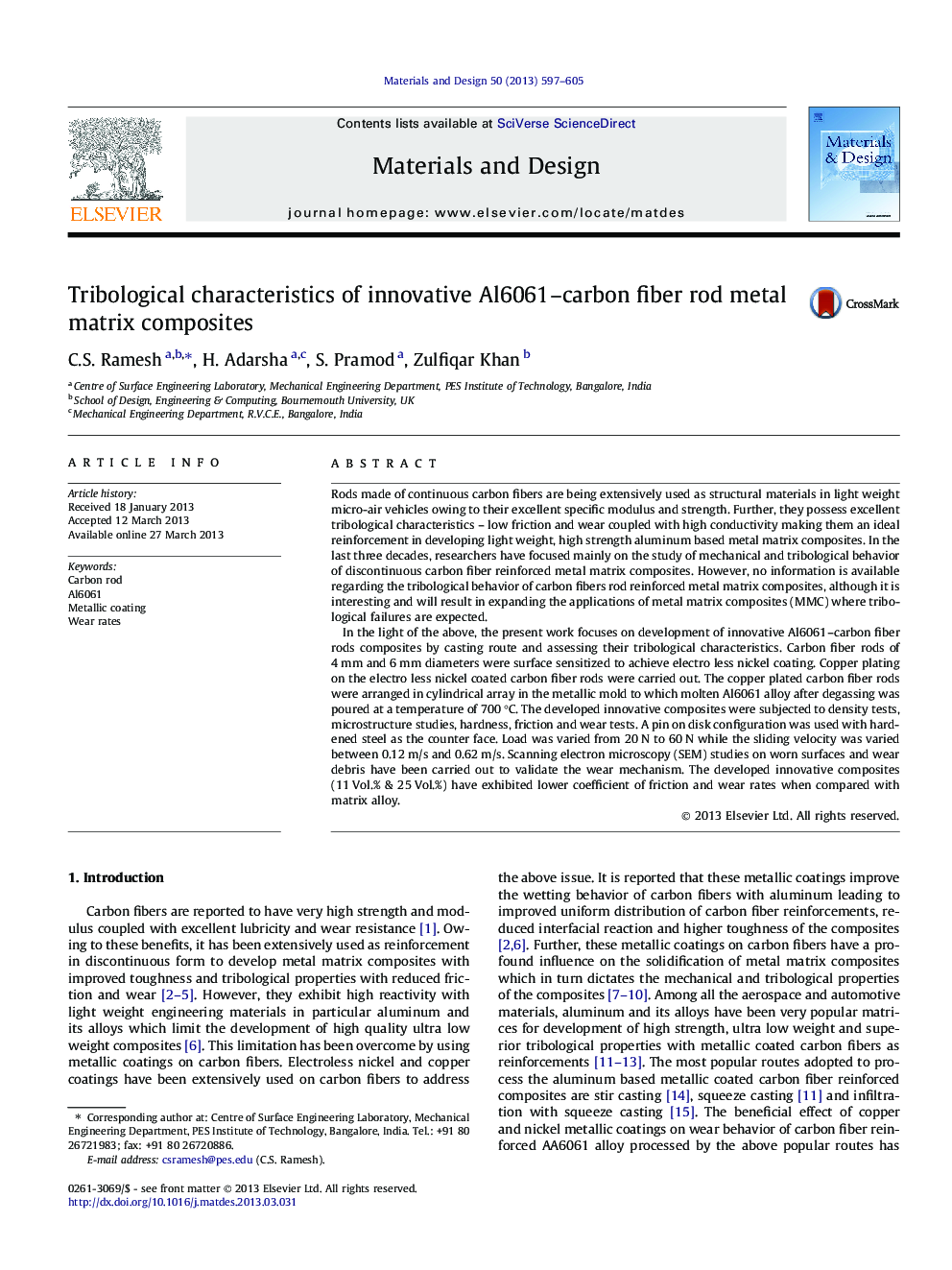 Tribological characteristics of innovative Al6061–carbon fiber rod metal matrix composites