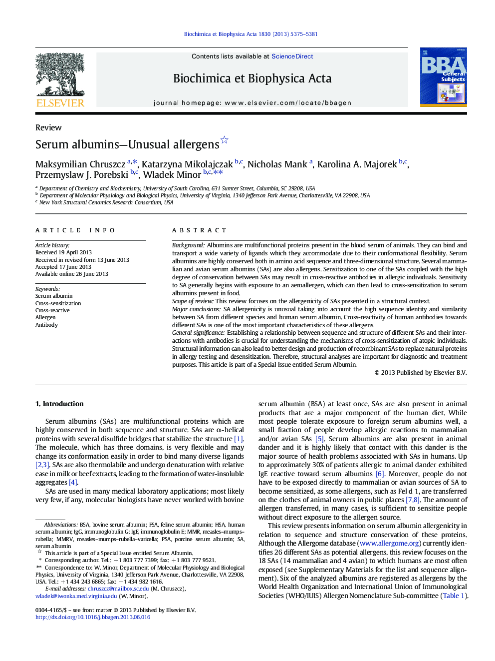 Serum albumins-Unusual allergens