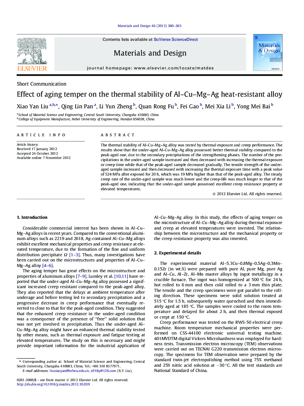 Effect of aging temper on the thermal stability of Al–Cu–Mg–Ag heat-resistant alloy