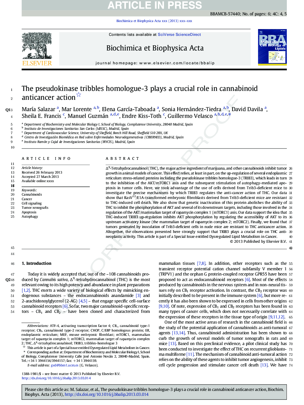 The pseudokinase tribbles homologue-3 plays a crucial role in cannabinoid anticancer action