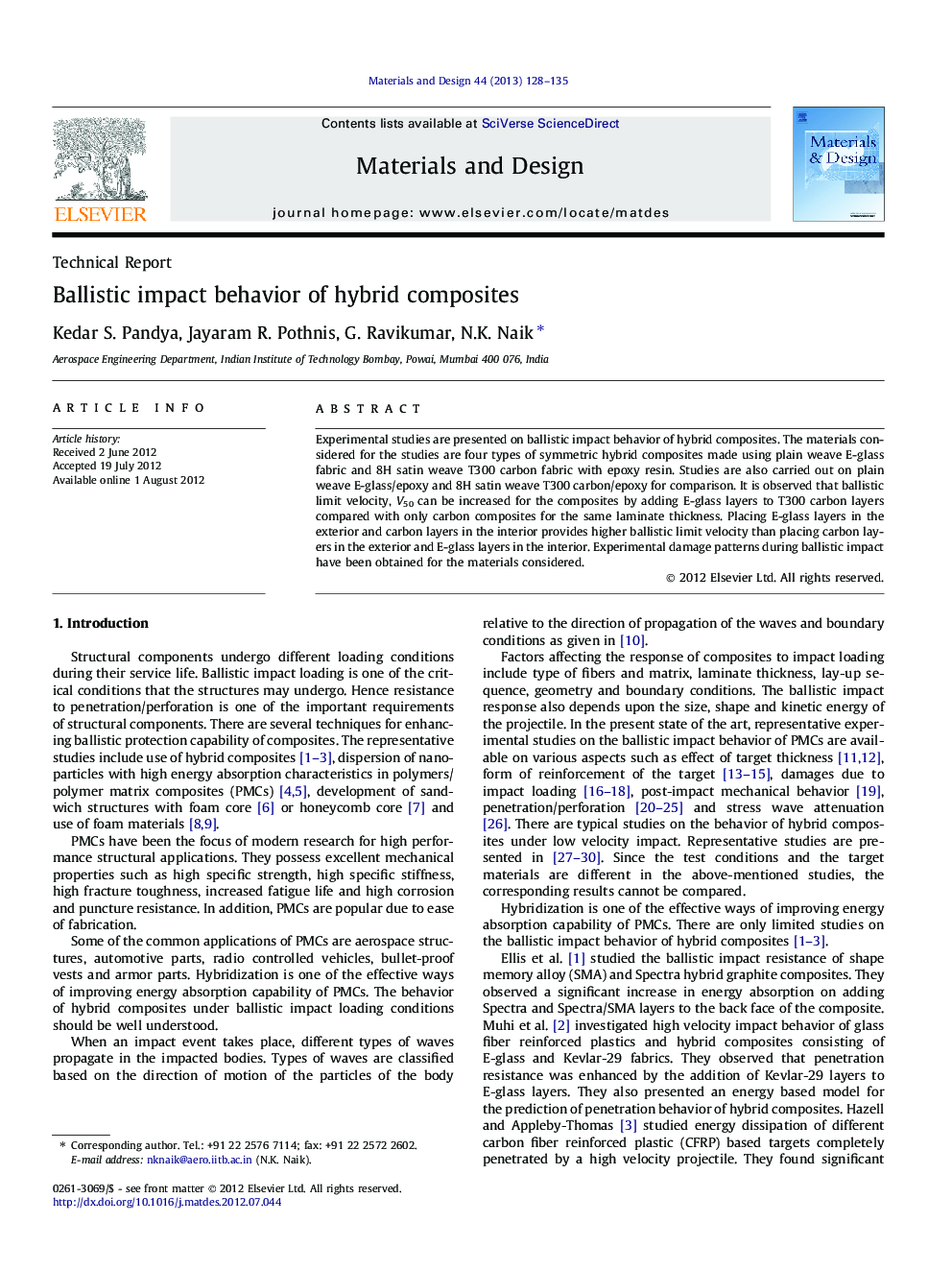 Ballistic impact behavior of hybrid composites