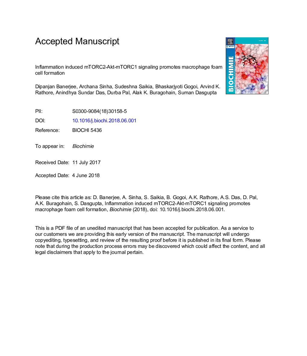 Inflammation-induced mTORC2-Akt-mTORC1 signaling promotes macrophage foam cell formation