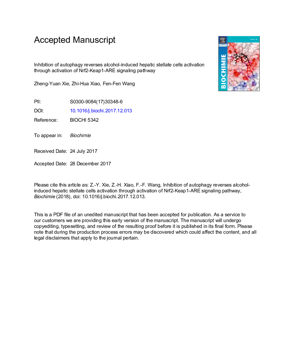 Inhibition of autophagy reverses alcohol-induced hepatic stellate cells activation through activation of Nrf2-Keap1-ARE signaling pathway