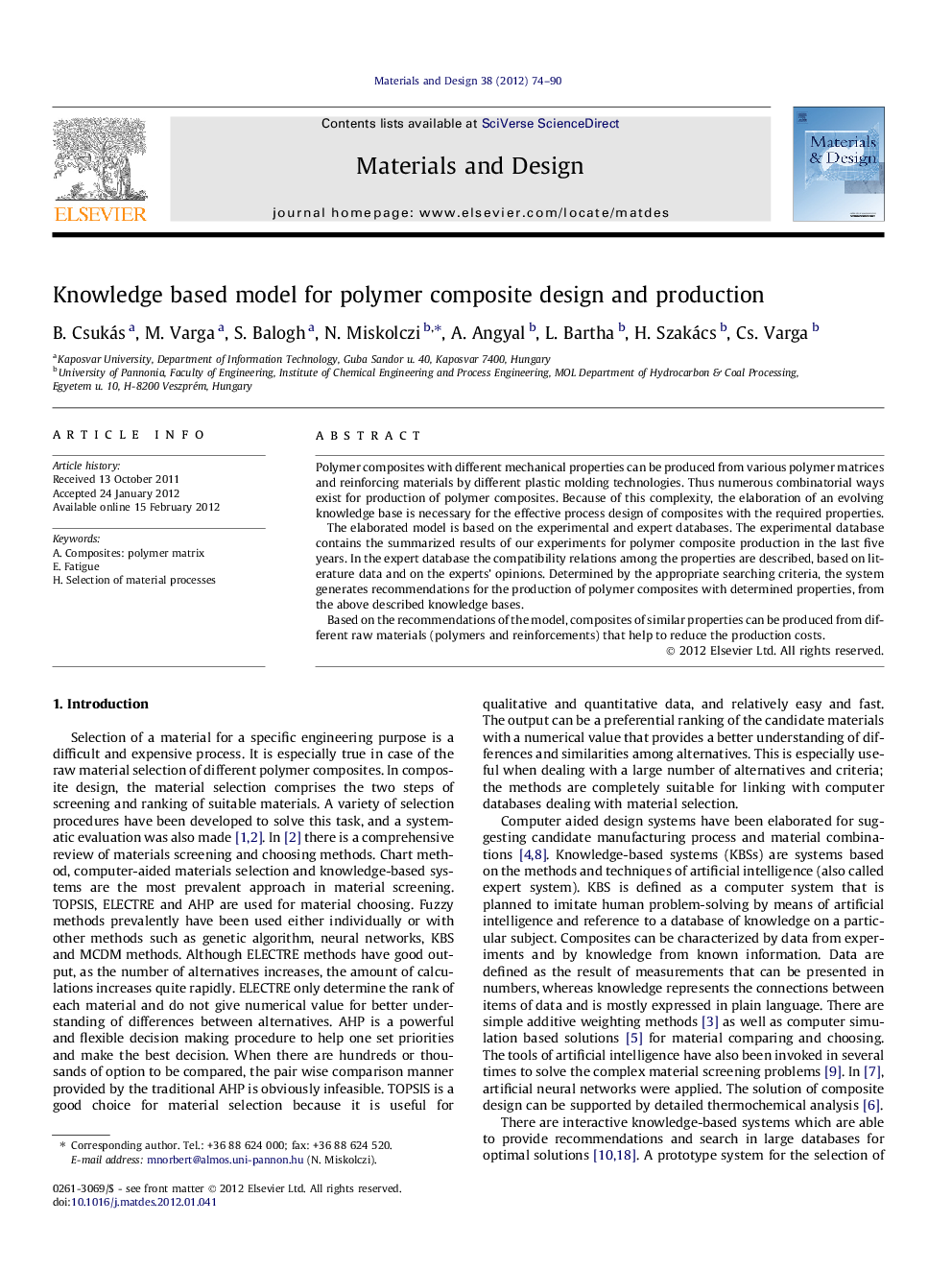 Knowledge based model for polymer composite design and production