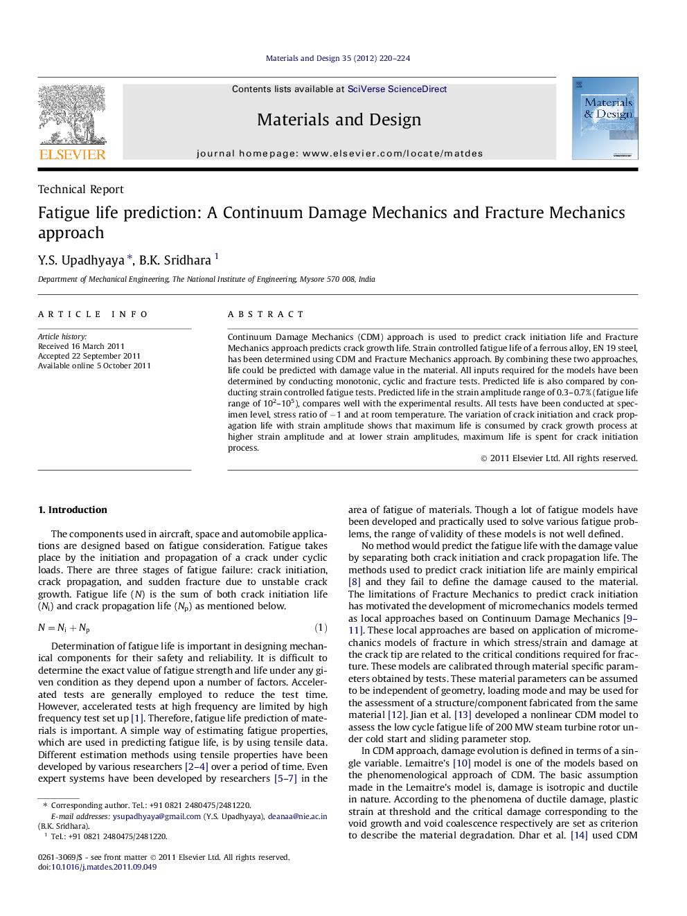 Fatigue life prediction: A Continuum Damage Mechanics and Fracture Mechanics approach