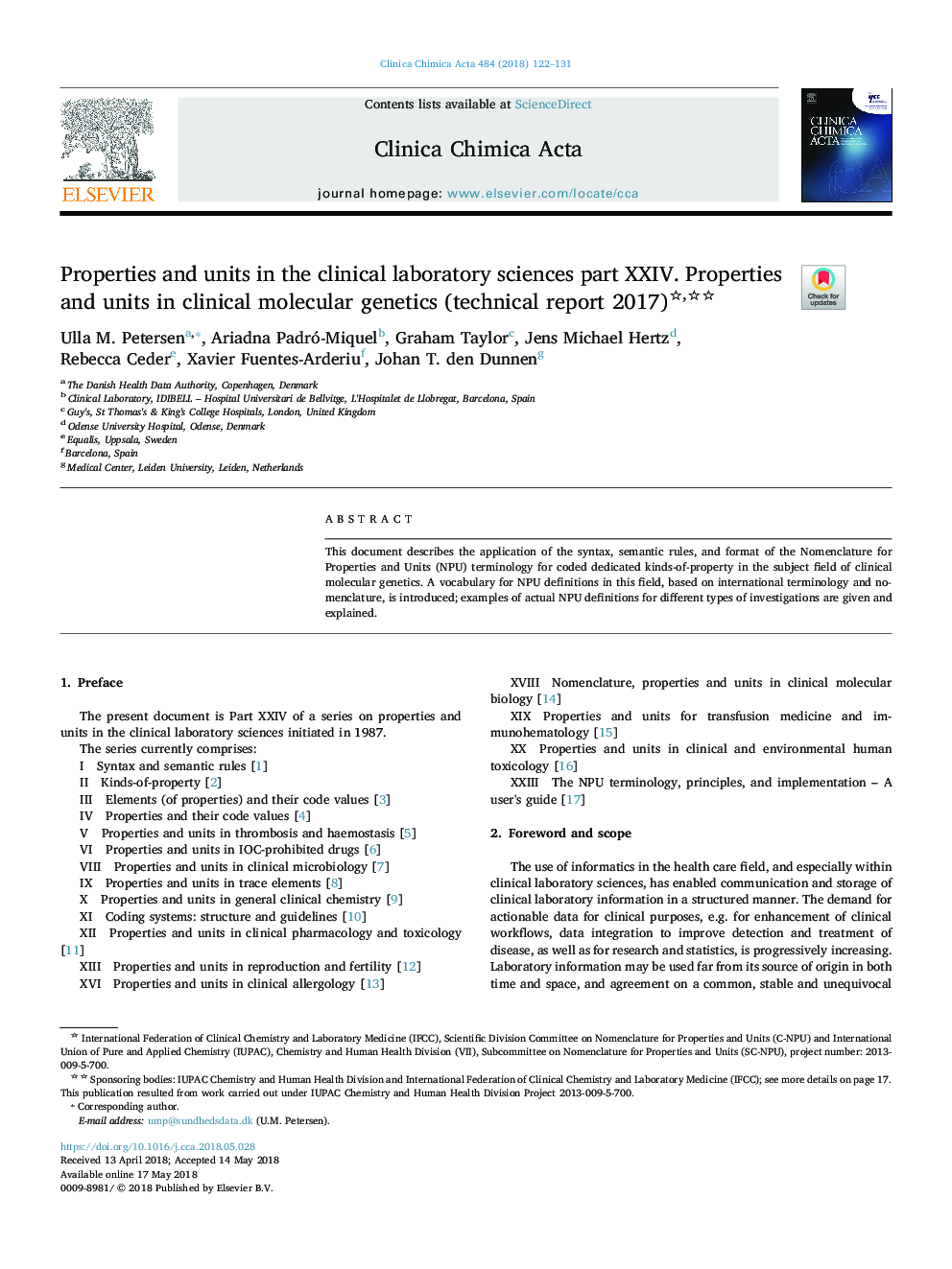 Properties and units in the clinical laboratory sciences part XXIV. Properties and units in clinical molecular genetics (technical report 2017)