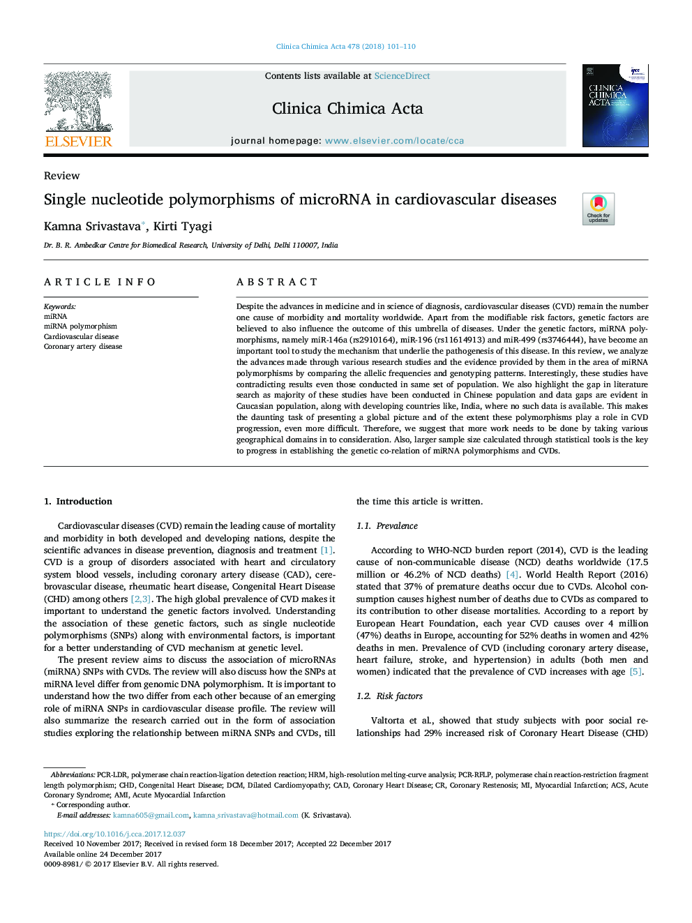 Single nucleotide polymorphisms of microRNA in cardiovascular diseases