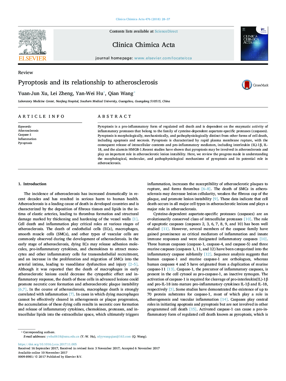 Pyroptosis and its relationship to atherosclerosis