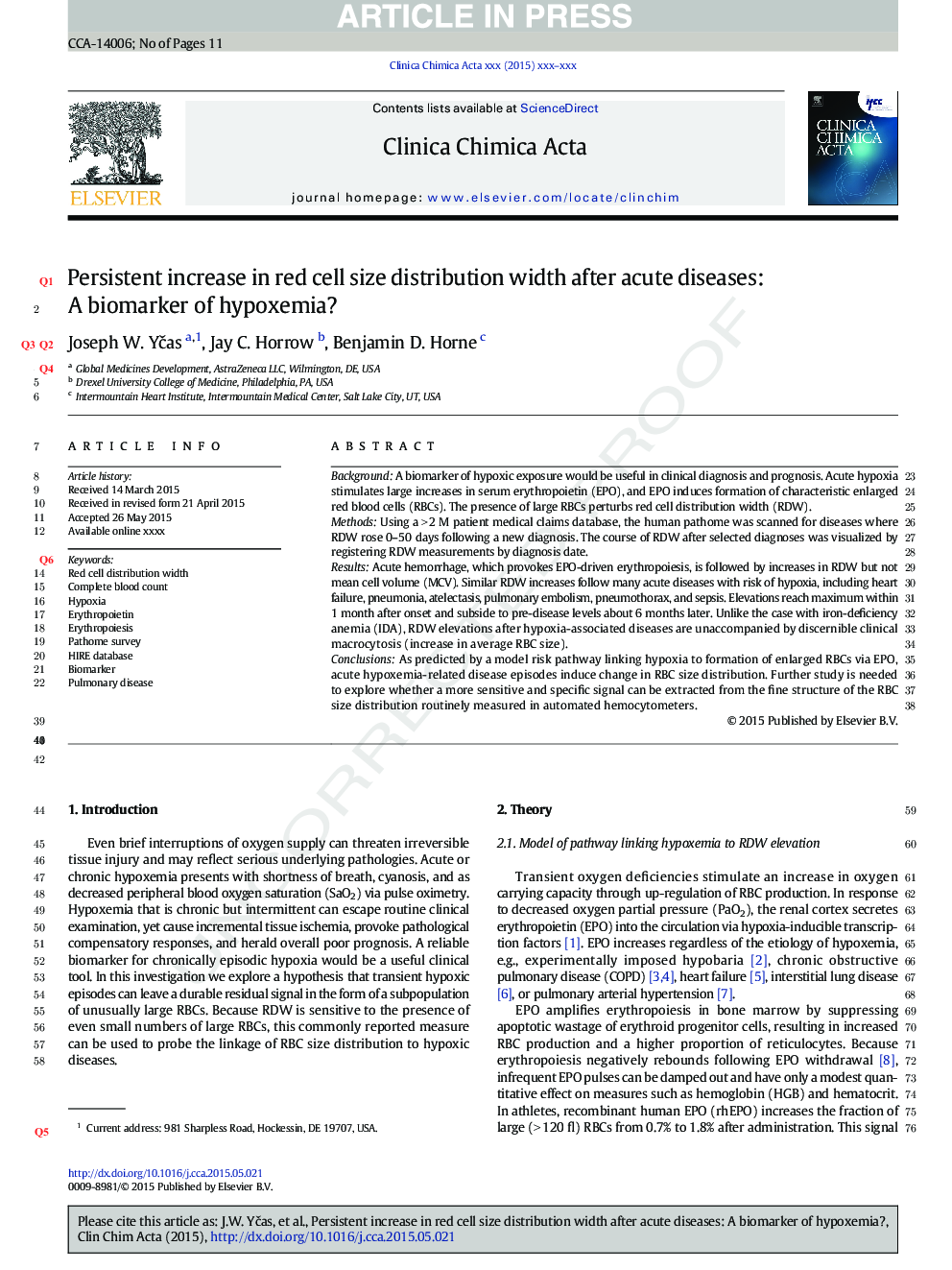 Persistent increase in red cell size distribution width after acute diseases: A biomarker of hypoxemia?