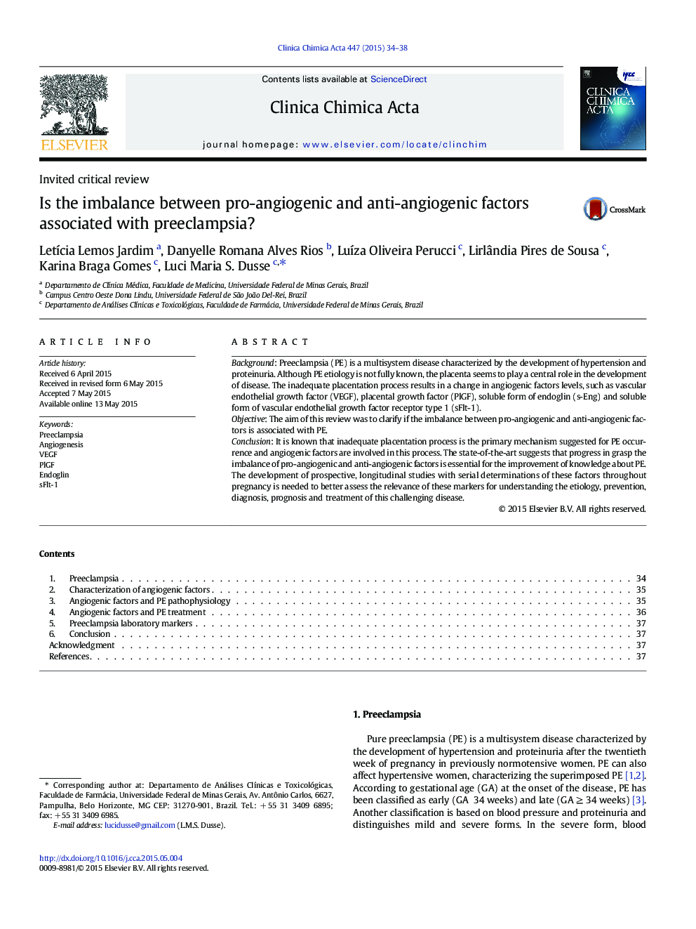 Is the imbalance between pro-angiogenic and anti-angiogenic factors associated with preeclampsia?