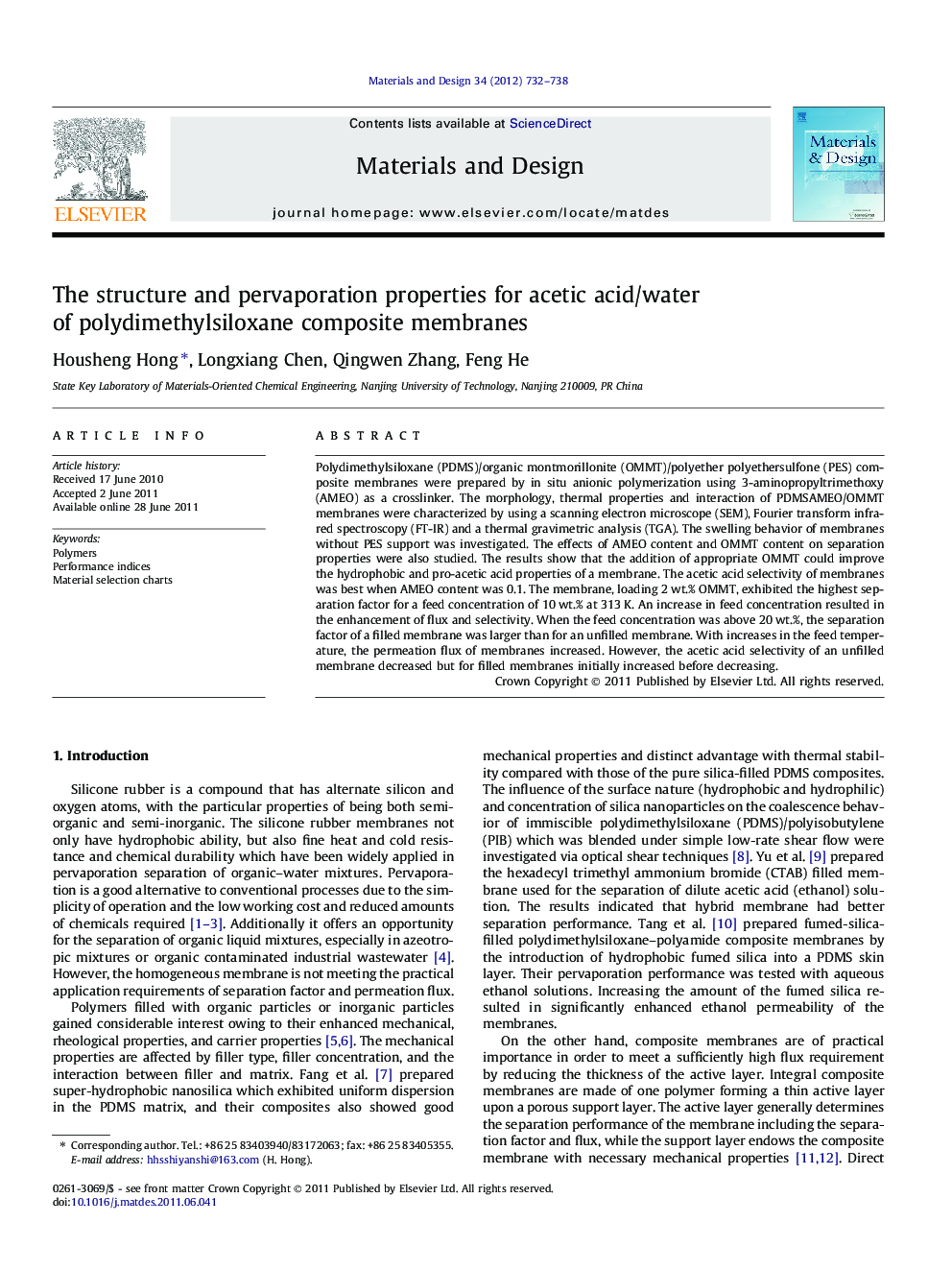 The structure and pervaporation properties for acetic acid/water of polydimethylsiloxane composite membranes