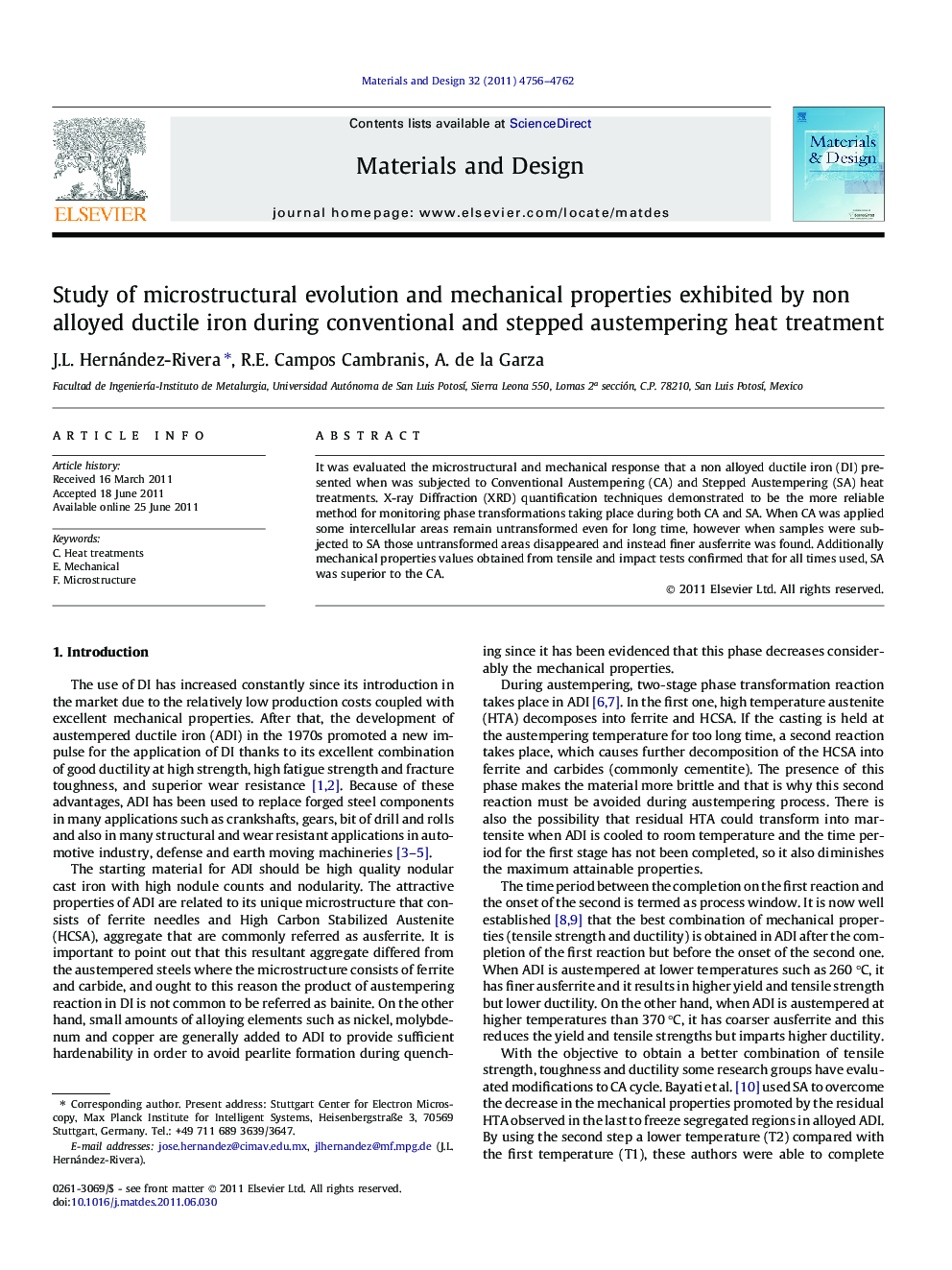 Study of microstructural evolution and mechanical properties exhibited by non alloyed ductile iron during conventional and stepped austempering heat treatment