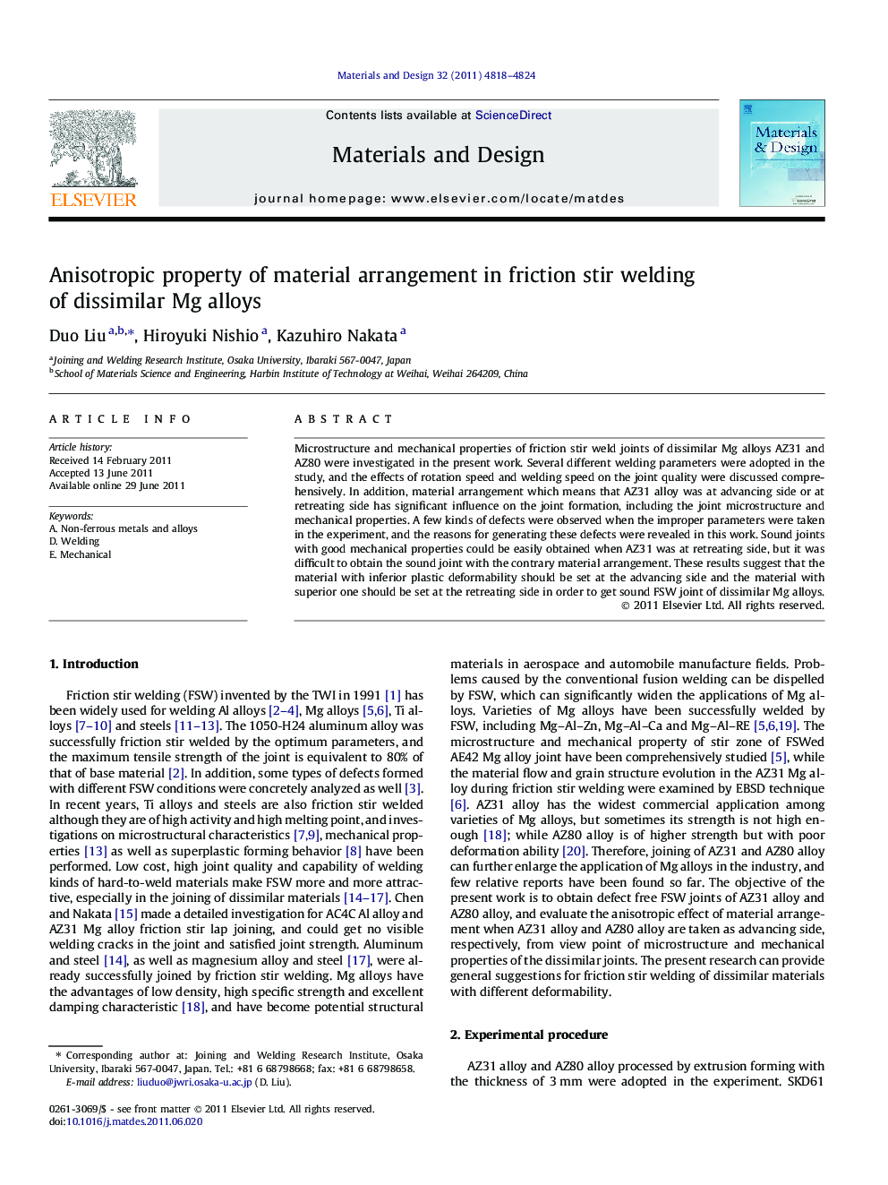 Anisotropic property of material arrangement in friction stir welding of dissimilar Mg alloys