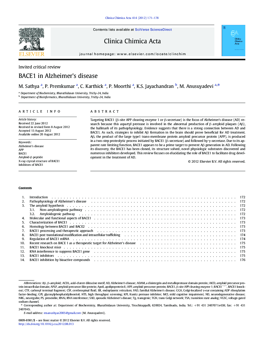 BACE1 in Alzheimer's disease