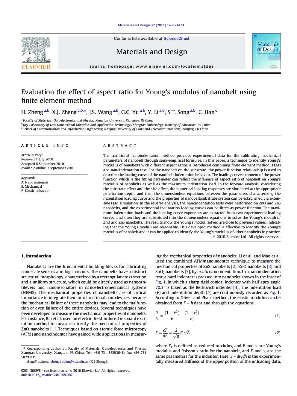 Evaluation the effect of aspect ratio for Young’s modulus of nanobelt using finite element method