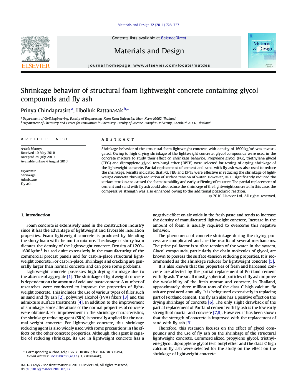 Shrinkage behavior of structural foam lightweight concrete containing glycol compounds and fly ash