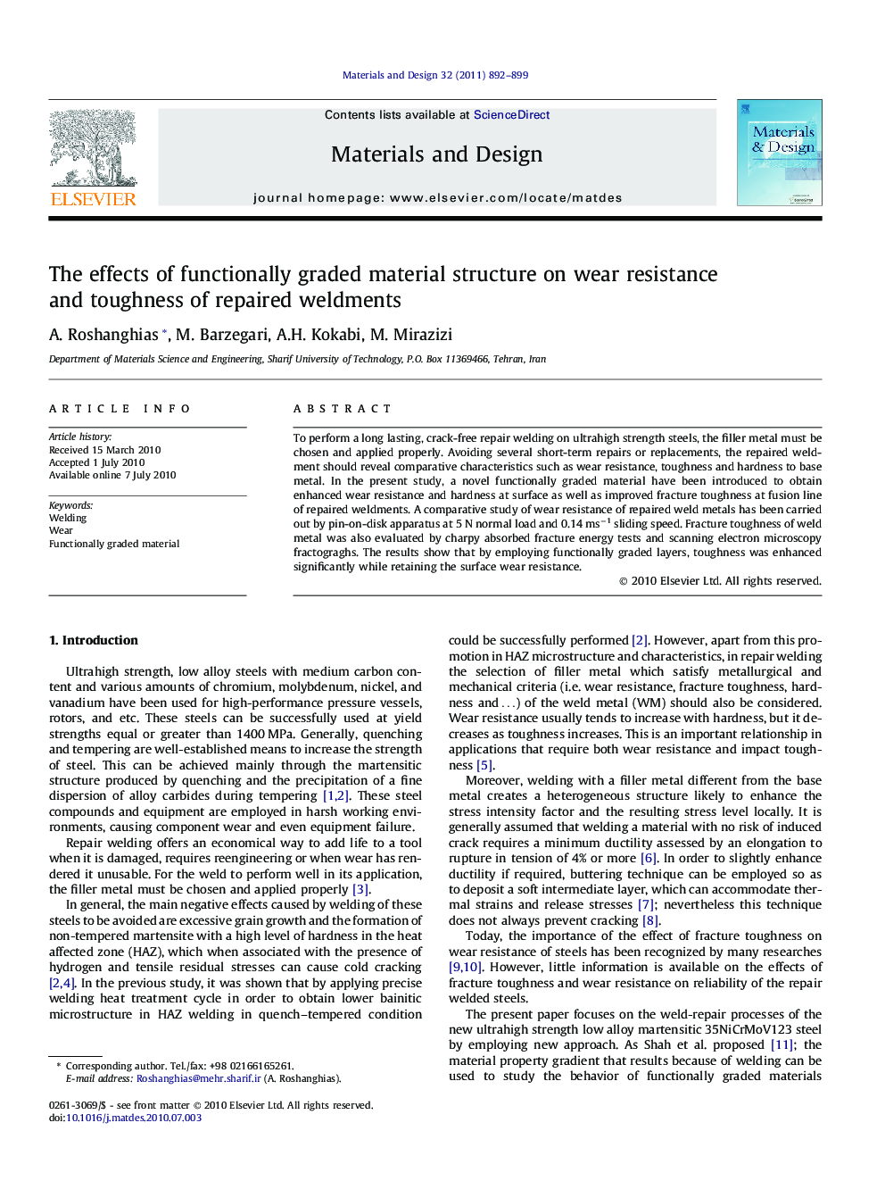 The effects of functionally graded material structure on wear resistance and toughness of repaired weldments