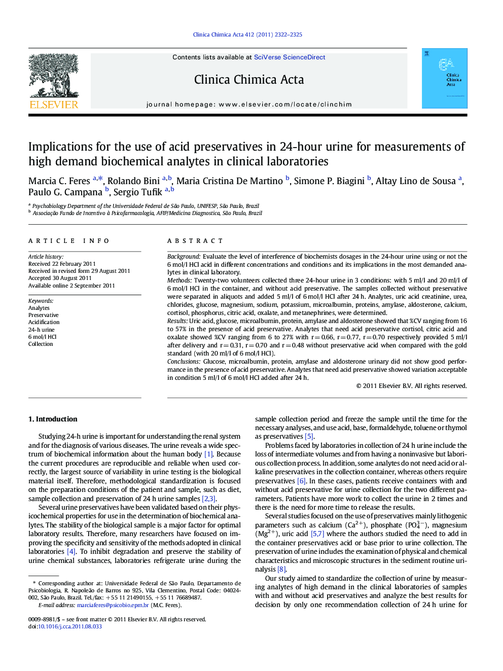 Implications for the use of acid preservatives in 24-hour urine for measurements of high demand biochemical analytes in clinical laboratories