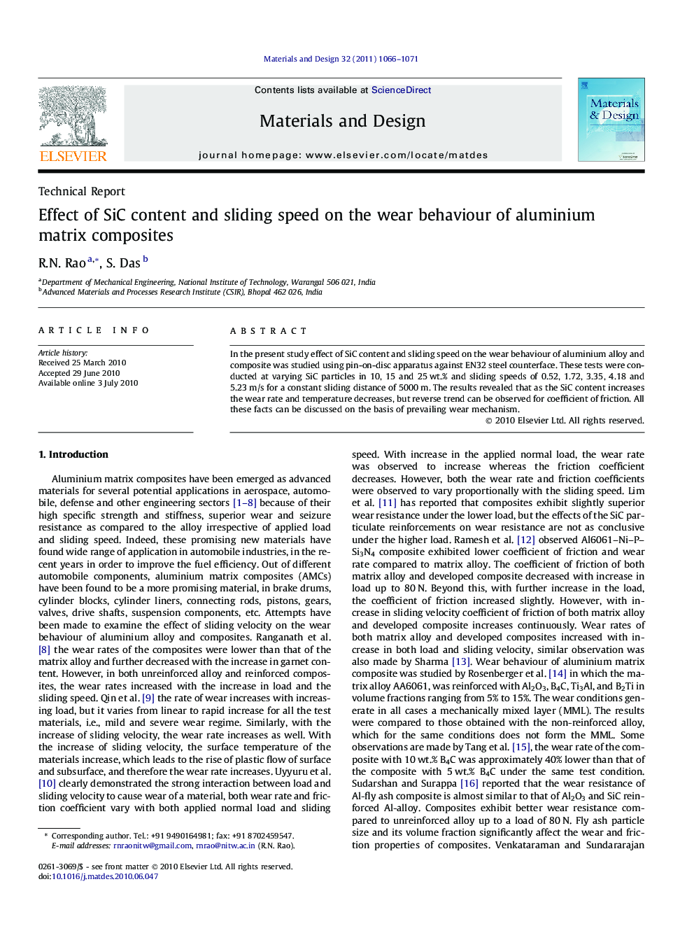 Effect of SiC content and sliding speed on the wear behaviour of aluminium matrix composites