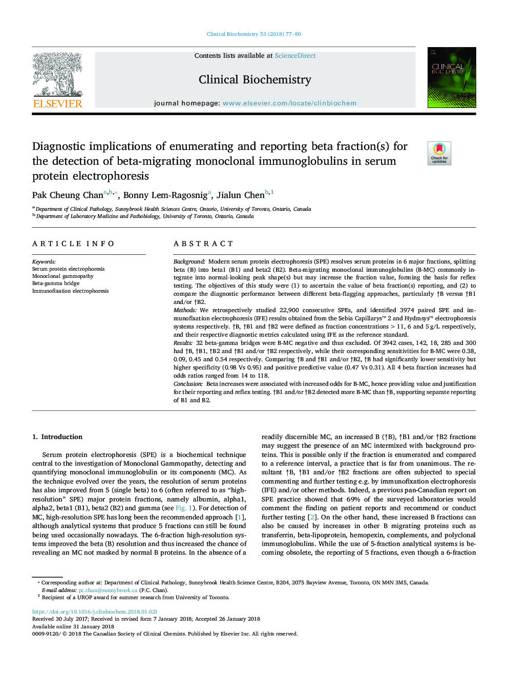 Diagnostic implications of enumerating and reporting beta fraction(s) for the detection of beta-migrating monoclonal immunoglobulins in serum protein electrophoresis