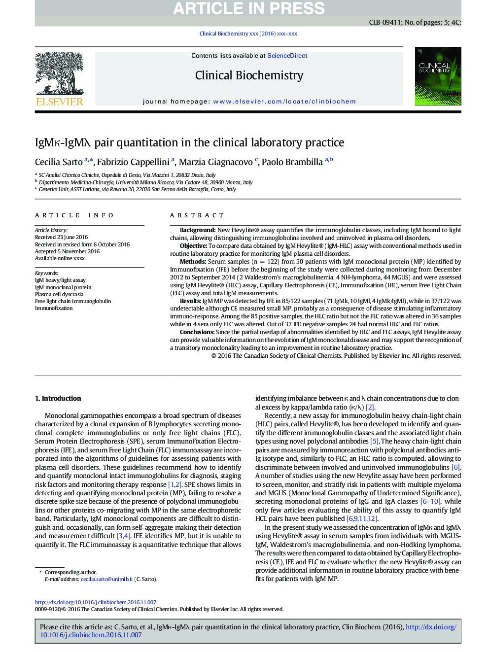 IgMÎº-IgMÎ» pair quantitation in the clinical laboratory practice