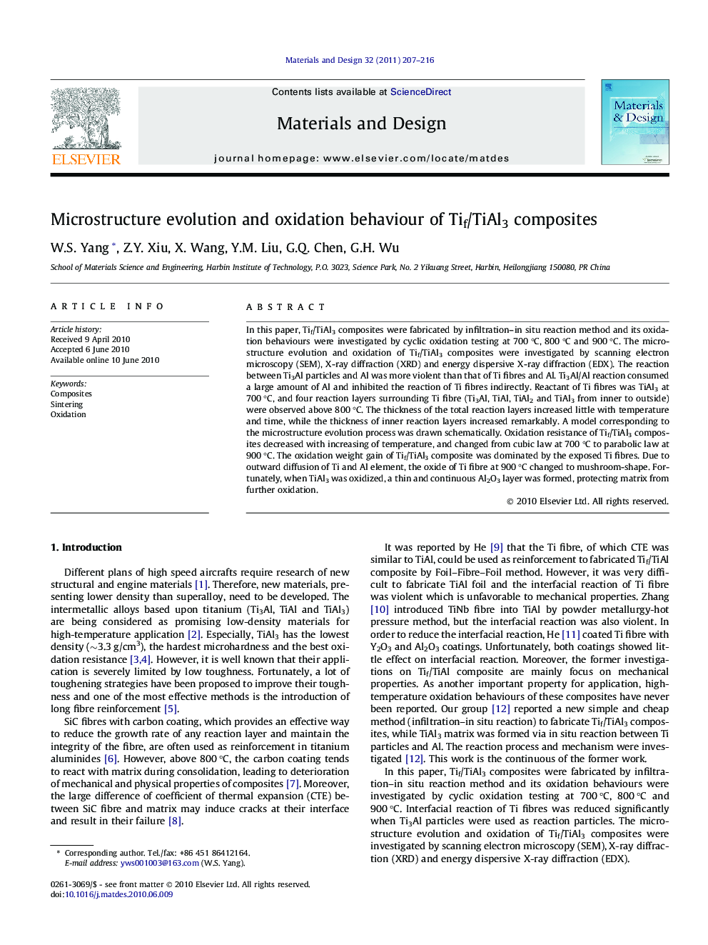 Microstructure evolution and oxidation behaviour of Tif/TiAl3 composites