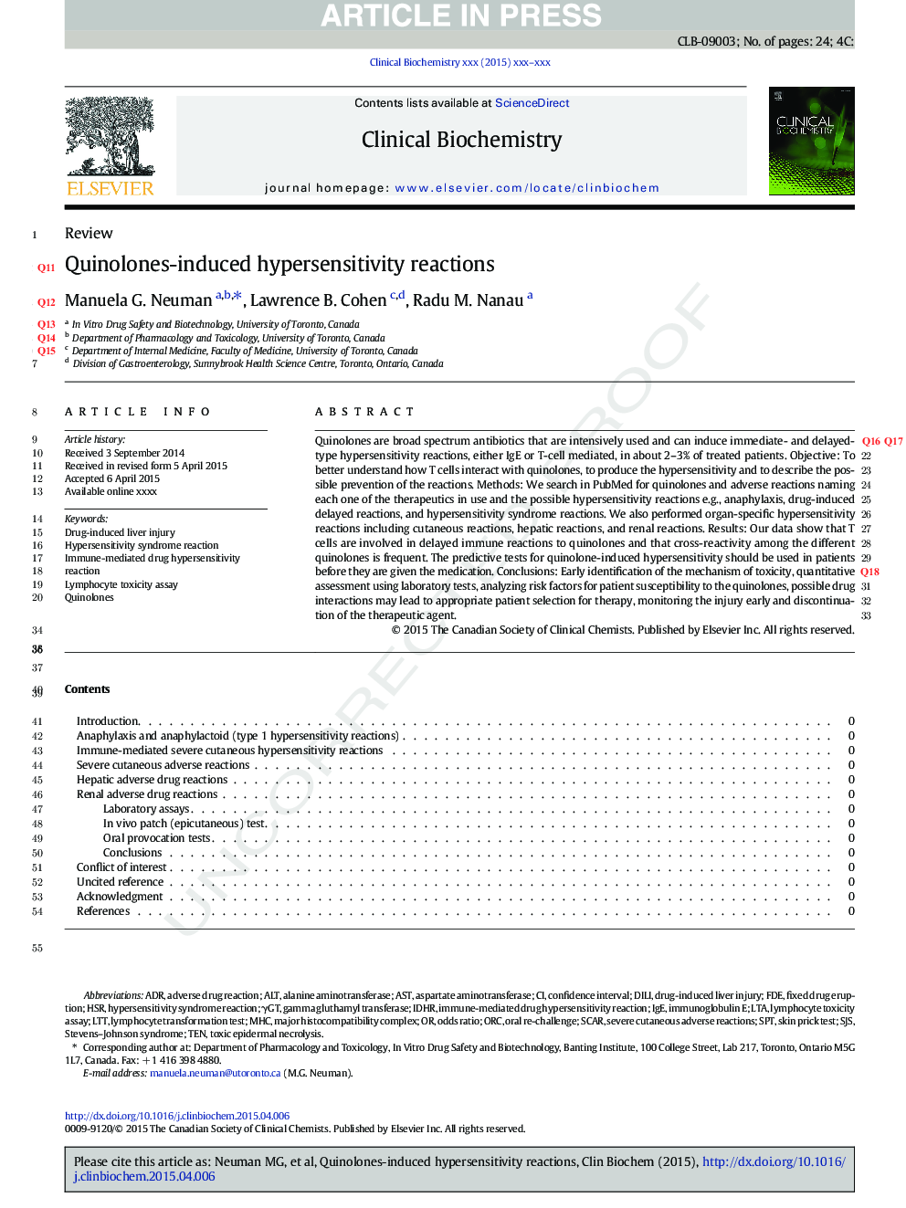 Quinolones-induced hypersensitivity reactions