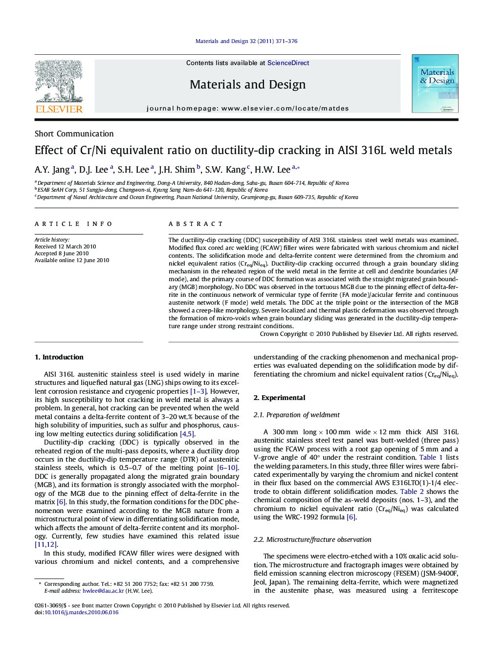 Effect of Cr/Ni equivalent ratio on ductility-dip cracking in AISI 316L weld metals
