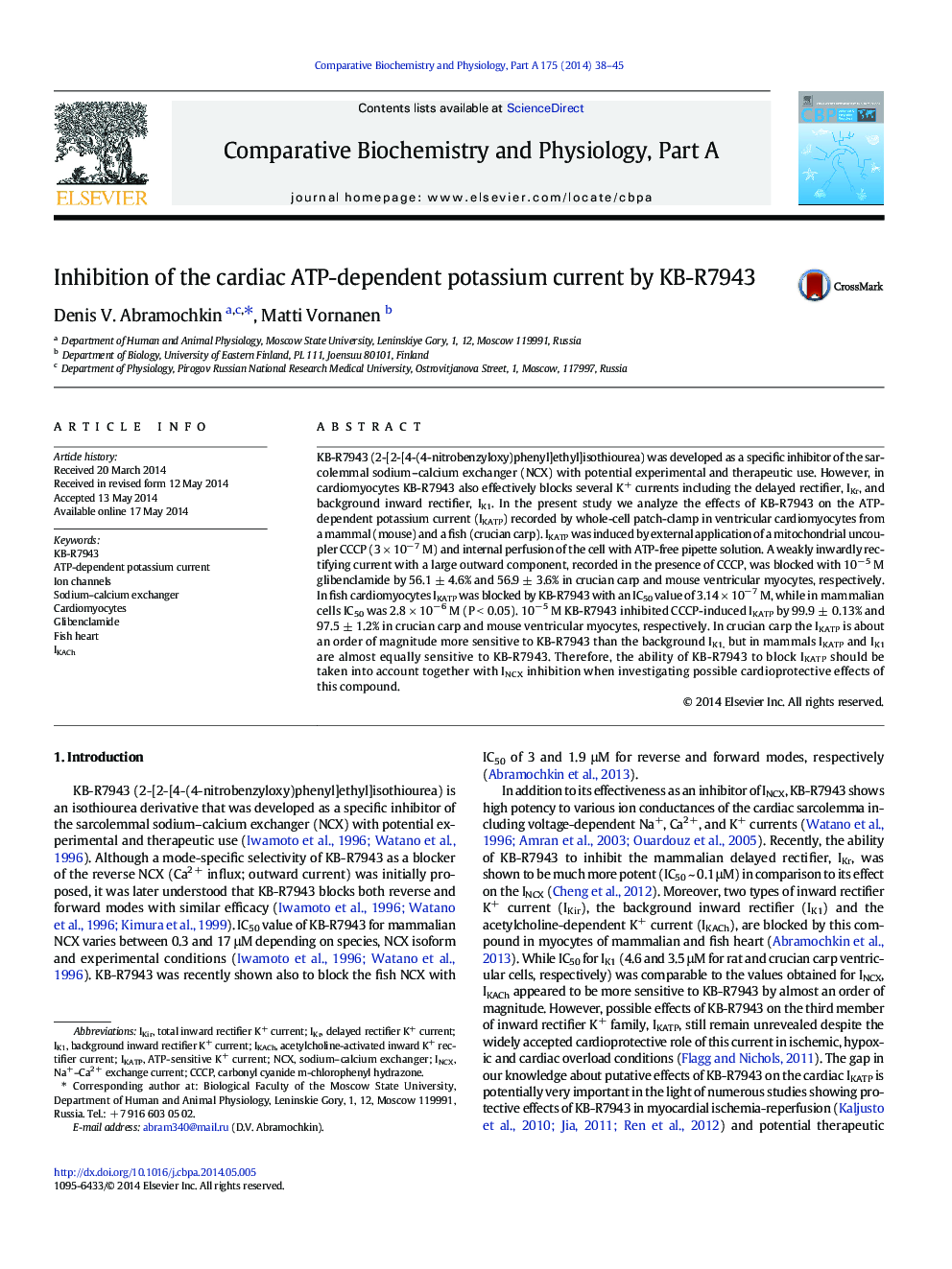 Inhibition of the cardiac ATP-dependent potassium current by KB-R7943