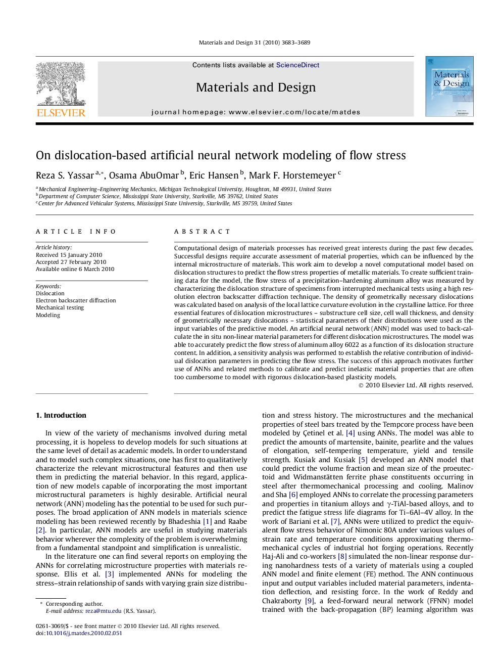 On dislocation-based artificial neural network modeling of flow stress