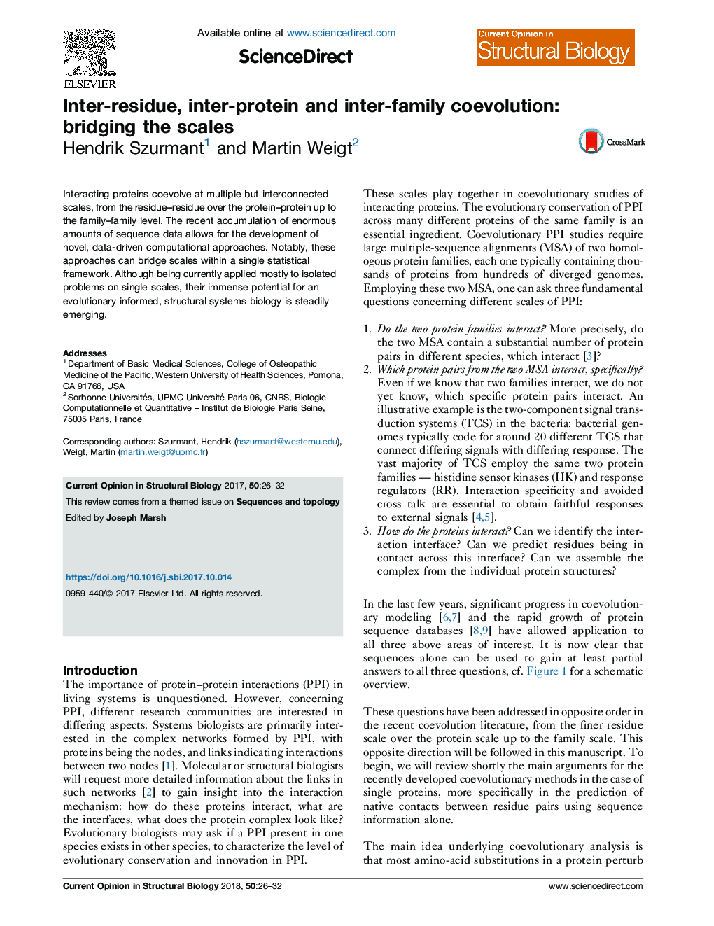 Inter-residue, inter-protein and inter-family coevolution: bridging the scales