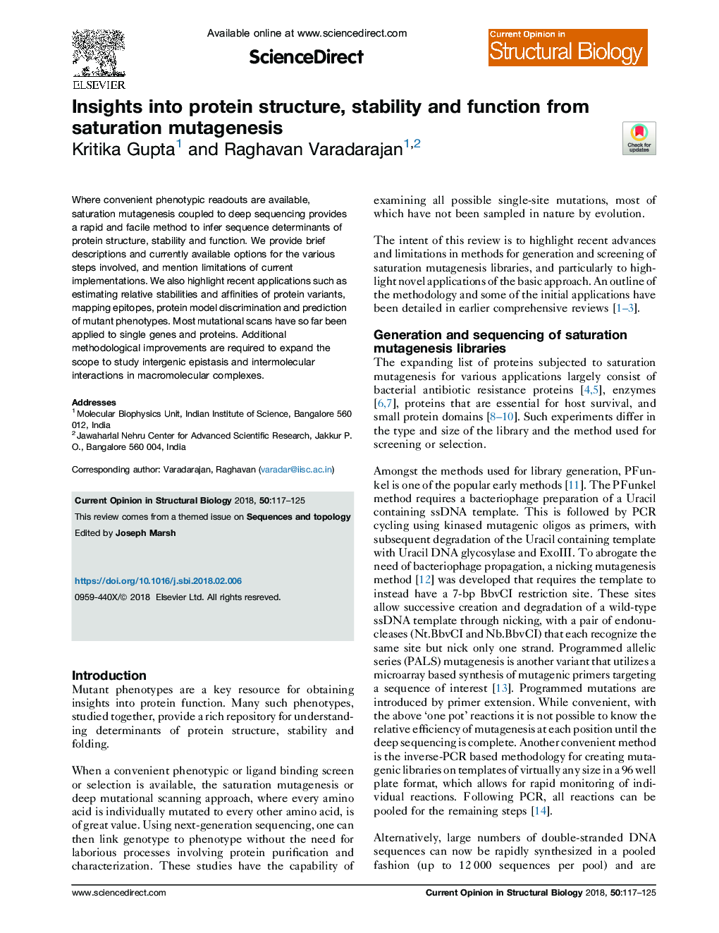 Insights into protein structure, stability and function from saturation mutagenesis