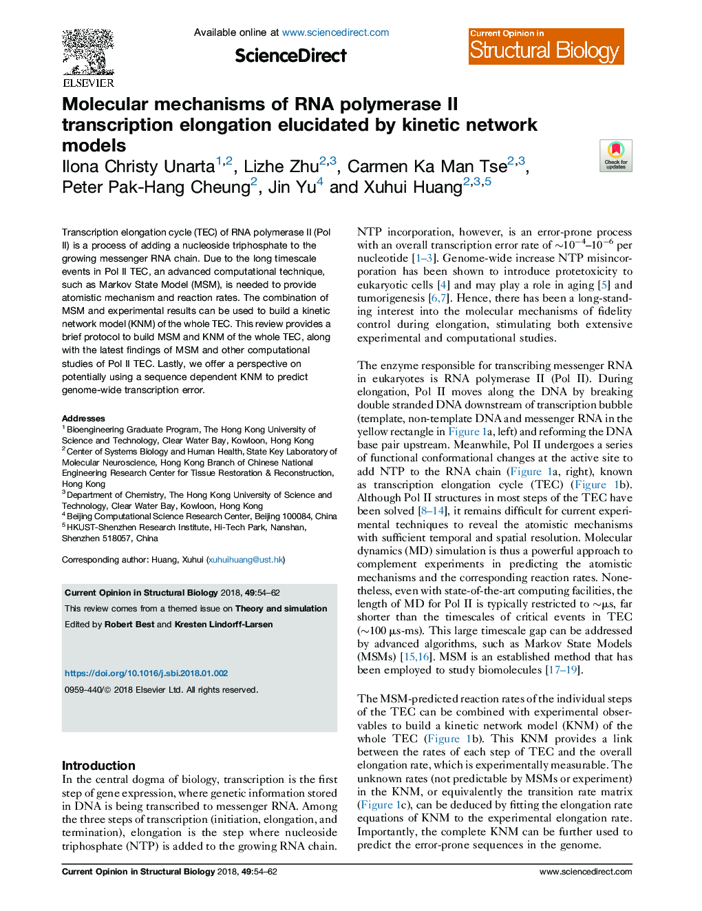 Molecular mechanisms of RNA polymerase II transcription elongation elucidated by kinetic network models