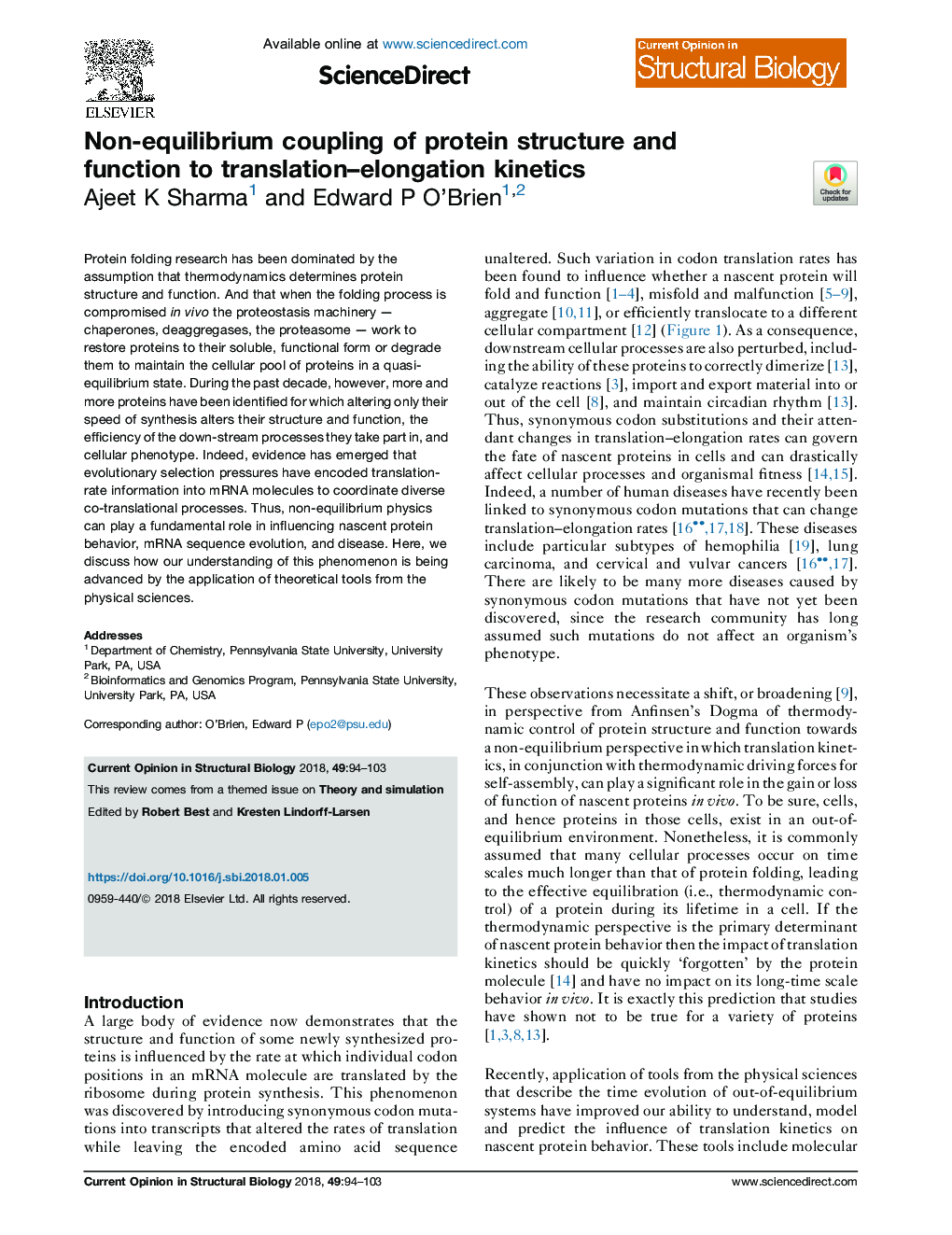 Non-equilibrium coupling of protein structure and function to translation-elongation kinetics