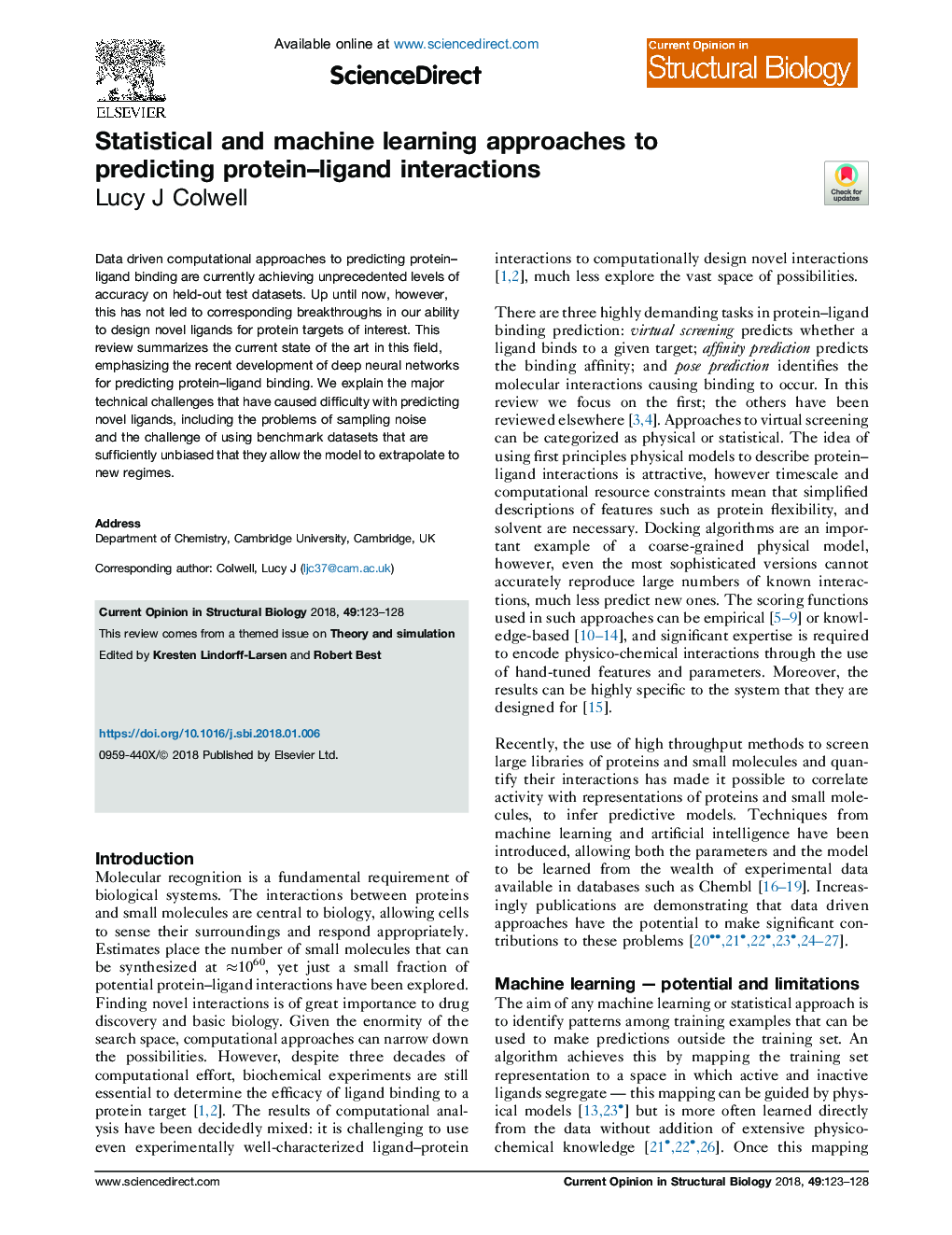 Statistical and machine learning approaches to predicting protein-ligand interactions