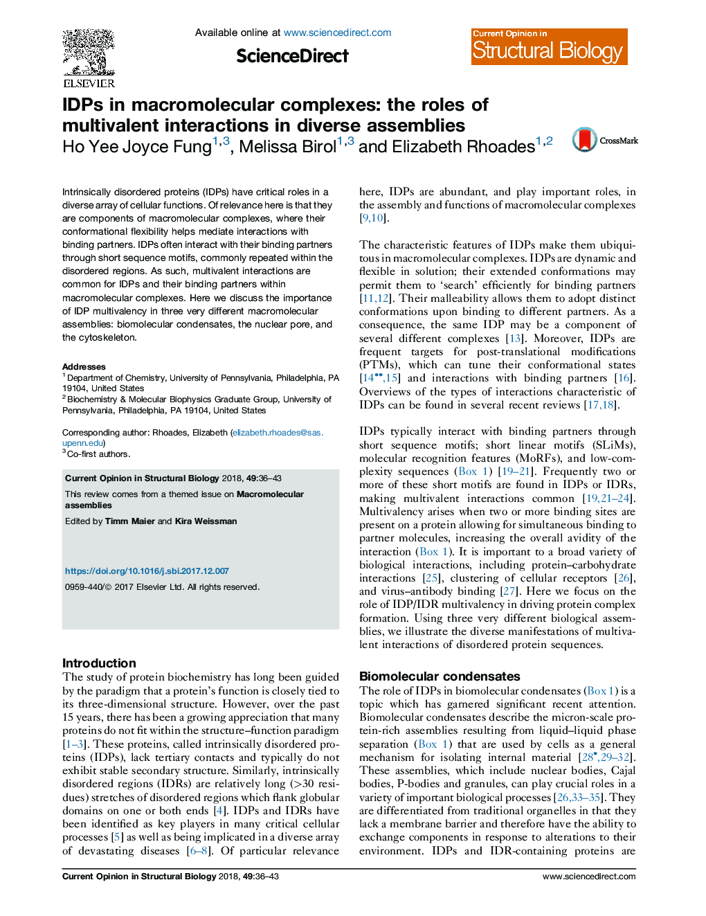 IDPs in macromolecular complexes: the roles of multivalent interactions in diverse assemblies