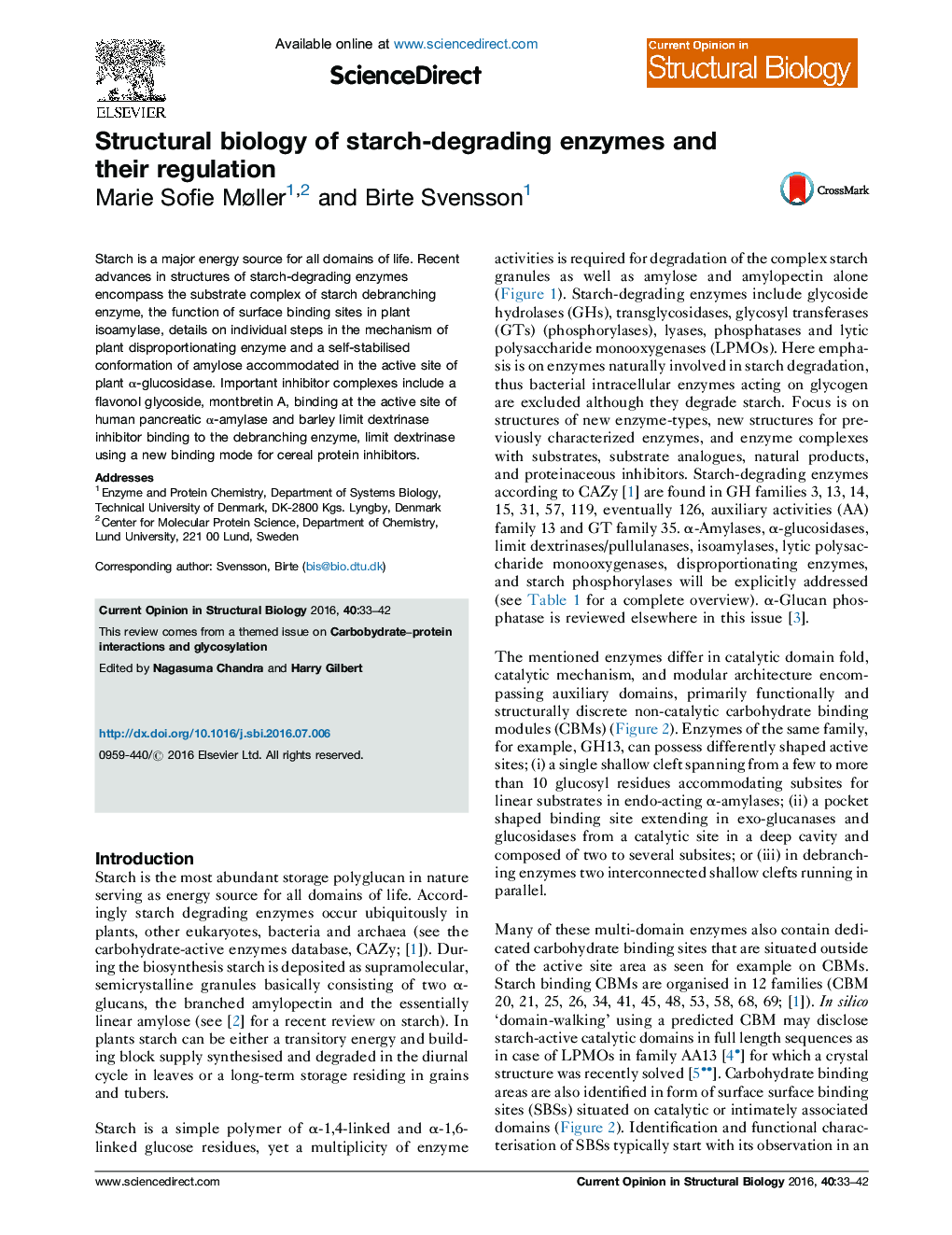 Structural biology of starch-degrading enzymes and their regulation