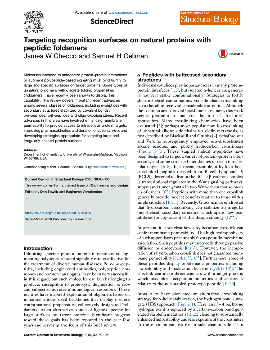 Targeting recognition surfaces on natural proteins with peptidic foldamers